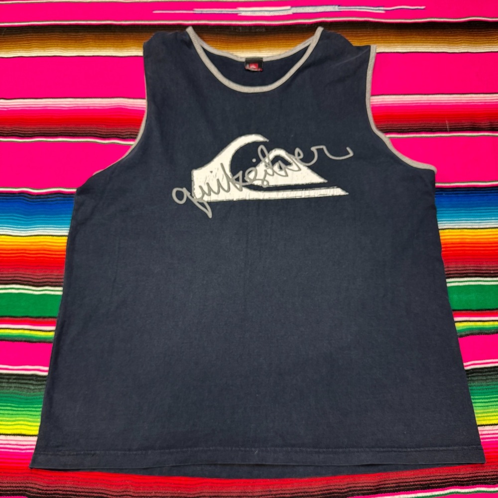 Vintage Quiksilver Tank Top Men's XL Navy Sleeveless‎ Muscle Surf Skate Y2K